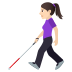 👩🏻‍🦯 woman with white cane: light skin tone display on JoyPixels